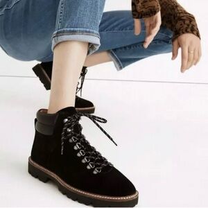 Madewell Women’s Enzo City walk Lugsole Hiking Boots Black Suede Size 10